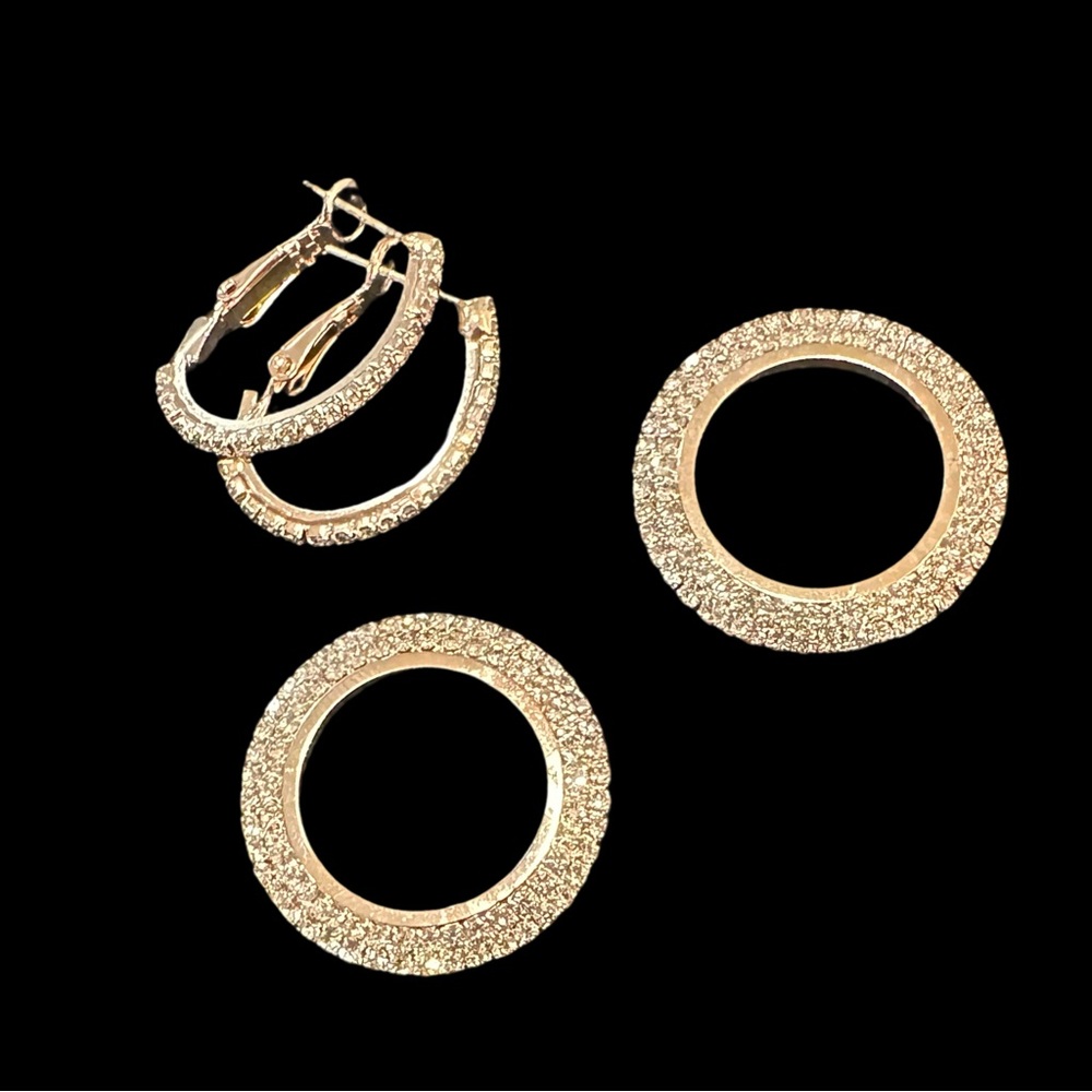 Elegant Rose Gold Tone Hoop Earrings Two Looks One Pair NEW - Picture 2 of 3
